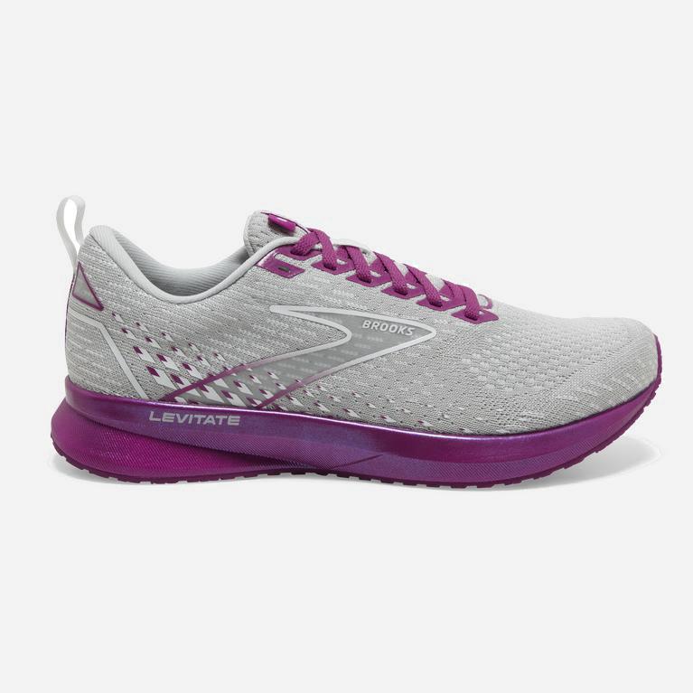 Brooks Women's Levitate 5 Road Running Shoes Singapore - Grey/Lavender Purple/Baton Rouge (37410-RUL